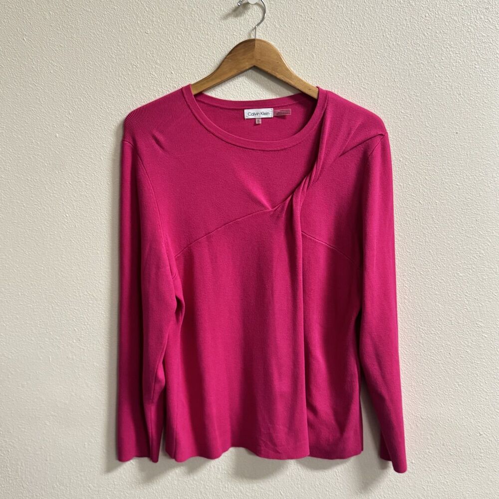 Calvin Klein Hot Pink Fuchsia Twist Front Sweater XL